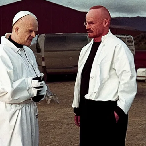 Image similar to john paul ii in breaking bad with walter white