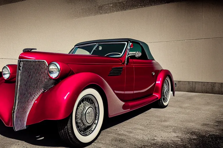 Image similar to stylized poster of a single 1937 Ford Thunderbird, (Sony a7R IV, symmetric balance, polarizing filter, Photolab, Lightroom, 4K, Dolby Vision, Photography Award)