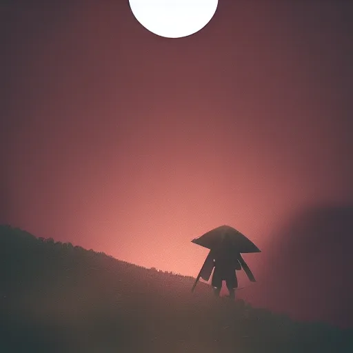 Image similar to samurai full moon ambient light cinematic