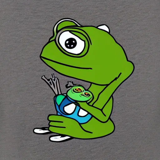 Image similar to pepe the frog with baby carriage