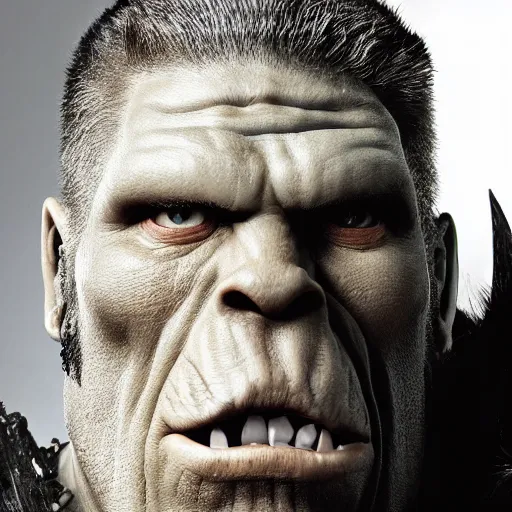 Image similar to Ron Perlman as an orc, headshot, photo