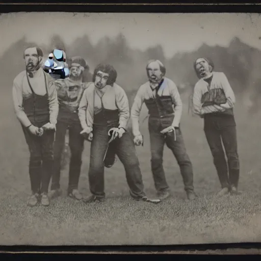 Image similar to daguerreotype photograph of zombies playing soccer