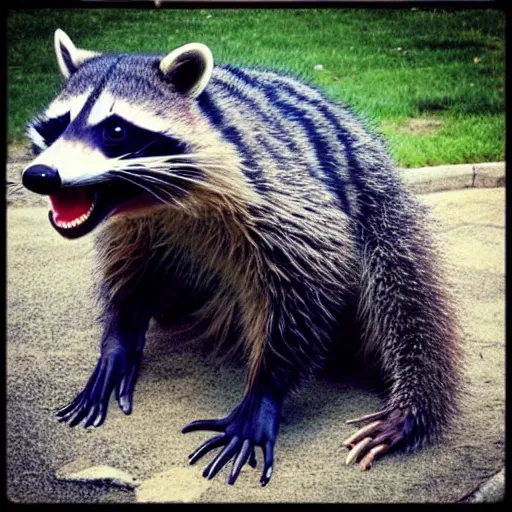 Image similar to “A Raccoon mixed with a T Rex”