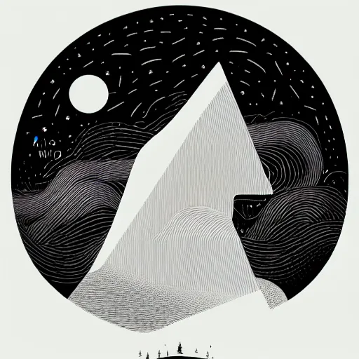 Image similar to a wandering mind, logo, simple white background victo ngai, kilian eng, black and white