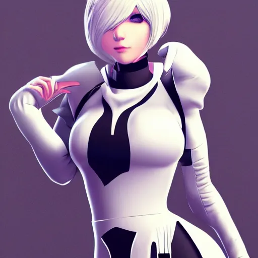 Prompt: full body portrait of 2B nier automata as trump wearing skintight clothes, trending on artstation, artstationHD, artstationHQ