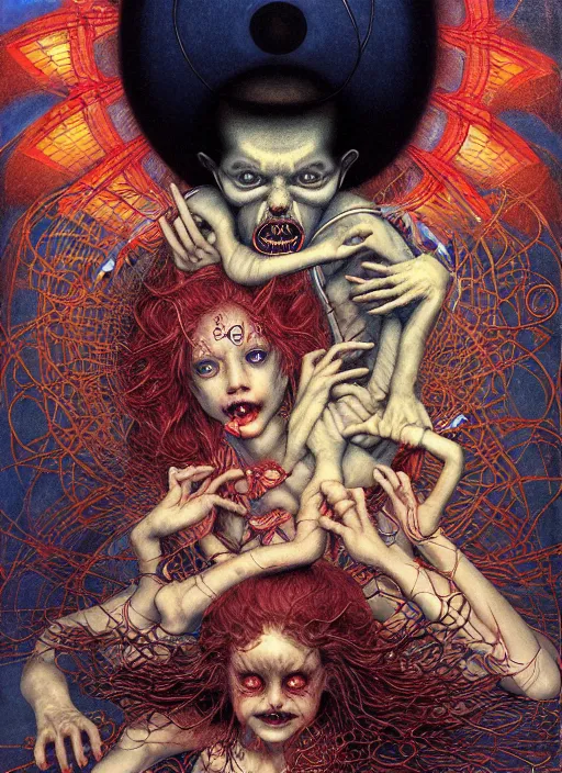 Prompt: realistic detailed image of a children performing an occult ritual in an old soviet school public bathroom, scared enlightened boy flying up in sky, imps and demons lurking in the shadows by Ayami Kojima, Amano, Karol Bak, Greg Hildebrandt, and Mark Brooks, Neo-Gothic, gothic, rich deep colors. art by Takato Yamamoto. masterpiece. from 2021 movie by Terrence Malick and Gaspar Noe