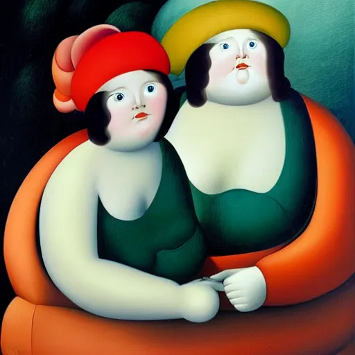 Image similar to a fernando botero painting during the time he was desperately seeking female affection