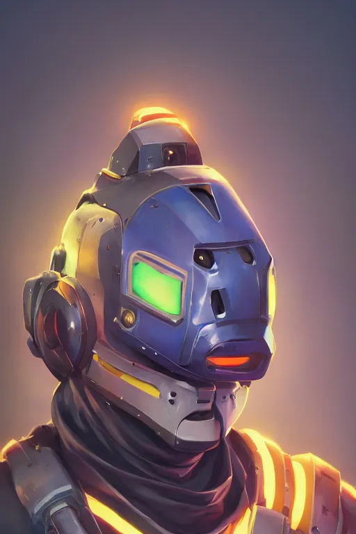 Image similar to epic mask helmet robot ninja portrait stylized as fornite style game design fanart by concept artist gervasio canda, behance hd by jesper ejsing, by rhads, makoto shinkai and lois van baarle, ilya kuvshinov, rossdraws global illumination radiating a glowing aura global illumination ray tracing hdr render in unreal engine 5