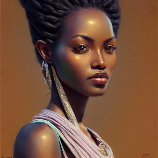 Prompt: beautiful ethiopian woman, extremely detailed, sharp focus, wide view, full body shot, smooth, digital photo, by, james jean, by rossdraws, frank franzzeta, sakimichan, jeremy lipking