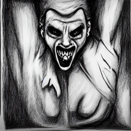 Scared Face, Charcoal Drawing, ambamm