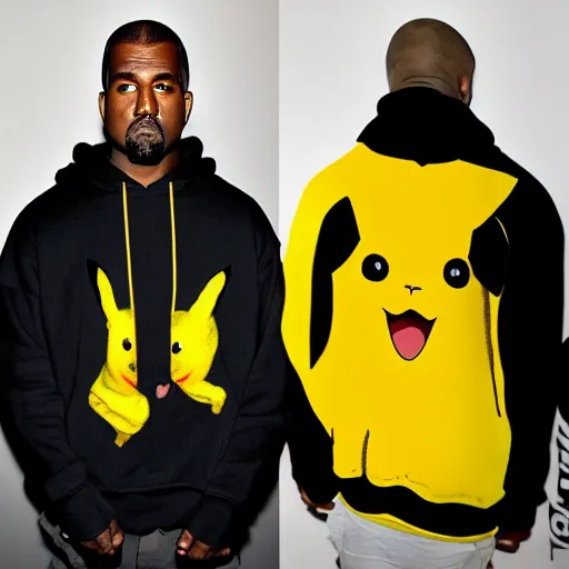 Image similar to kanye west in a yellow pikachu! hoody