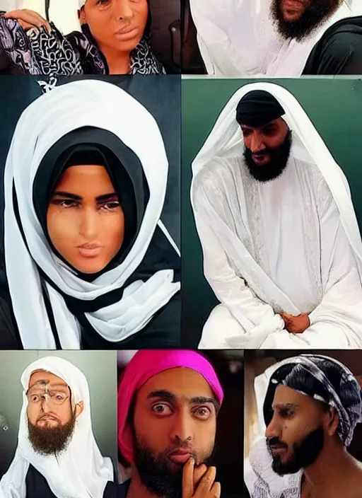 Image similar to the prophet mohammed instagram thirst trap photo shoot, perfect faces