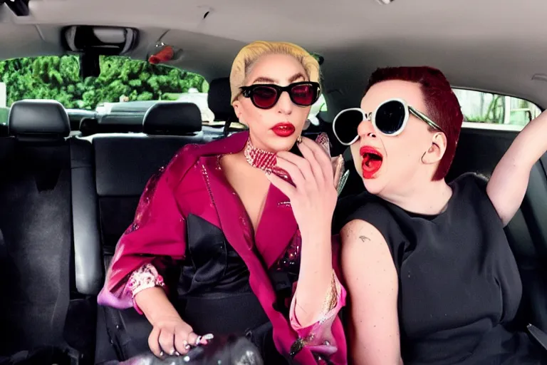 Image similar to lady gaga and judy garland carpool karaoke