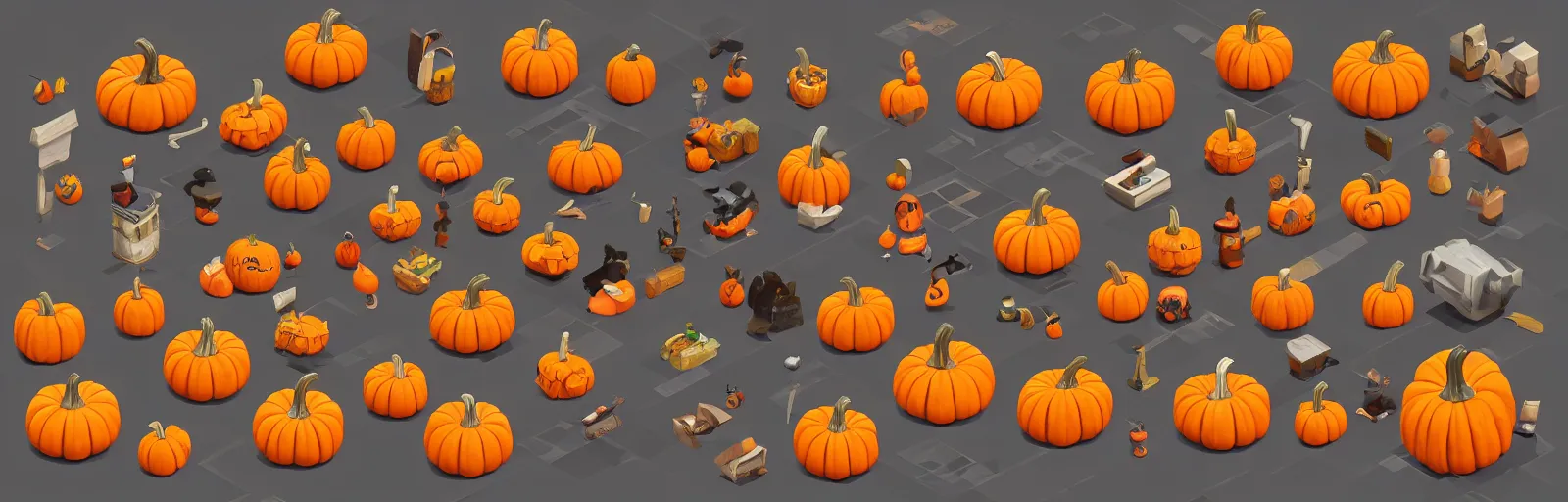 Image similar to prop pumpkin items isometric game pack trending on artstation