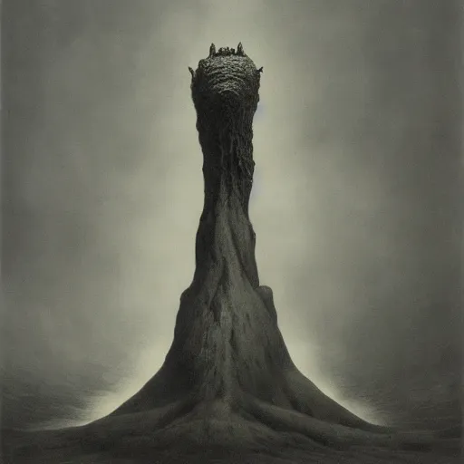 Image similar to a creature by zdzisław beksiński