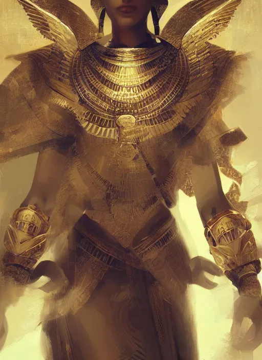 Image similar to egyptian god, powerfull, intricate, elegant, volumetric lighting, digital painting, highly detailed, artstation, sharp focus, illustration, ruan jia, rutkowski