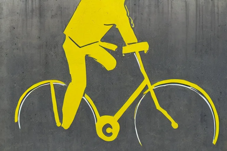 Image similar to bike stylize, san francisco, bansky art style, dynamic, yellow jersey