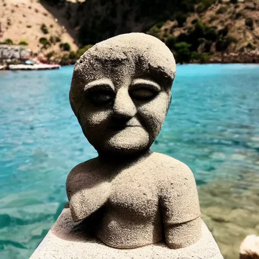 Prompt: volumetric 3 d statue of sponch bob in greece ancient style