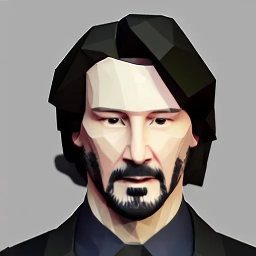 Image similar to low poly isometric render of Keanu Reeves