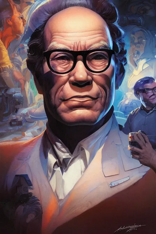 Prompt: portrait of isaac asimov by artgerm and Craig Mullins, James Jean, Andrey Ryabovichev, Mark Simonetti and Peter Morbacher 16k