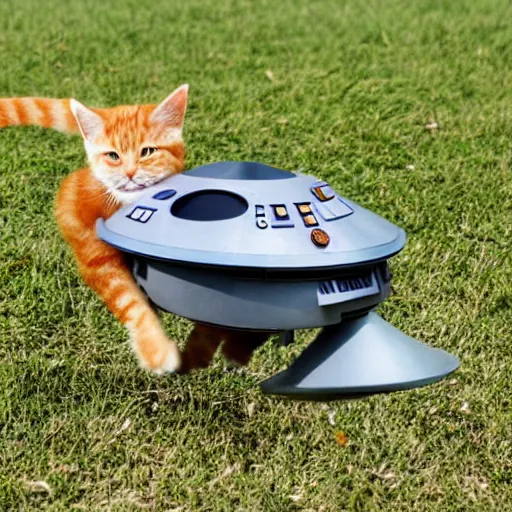 Image similar to ginger cat driving a star wars space ship