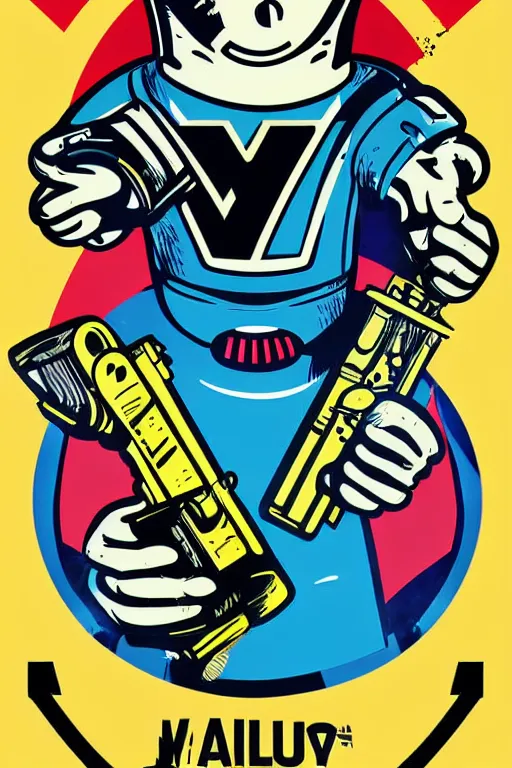 Image similar to fallout 7 6 retro futurist illustration art by butcher billy, sticker, colorful, illustration, highly detailed, simple, smooth and clean vector curves, no jagged lines, vector art, smooth andy warhol style