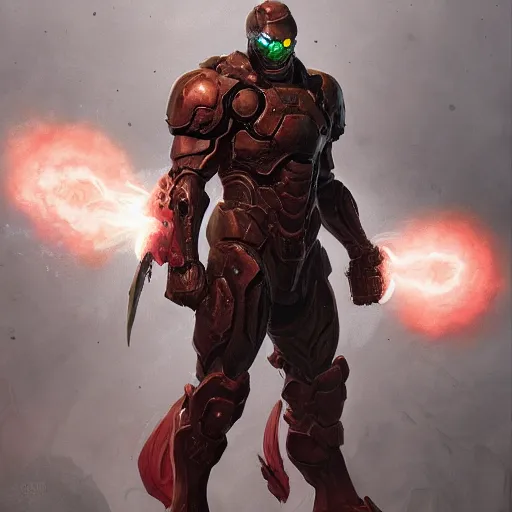 Image similar to doom eternal, mutant, translucent armor fused with the body, painted by stanley lau, painted by greg rutkowski, painted by stanley, artgerm, masterpiece, digital art, trending on arts