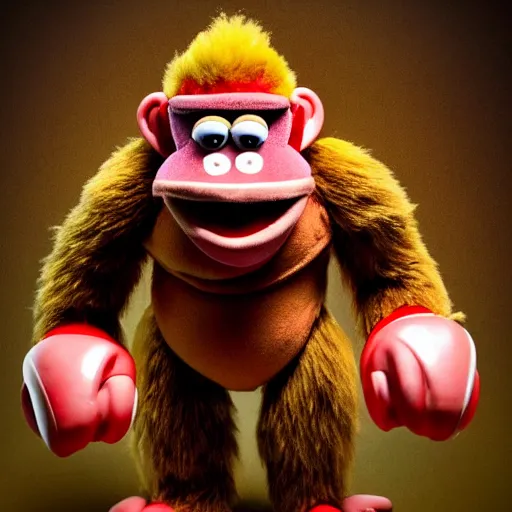 Prompt: A full body still of Donkey Kong as a muppet, photo real, photographic, photograph, artstation, trending, award winning, epic lighting, featured