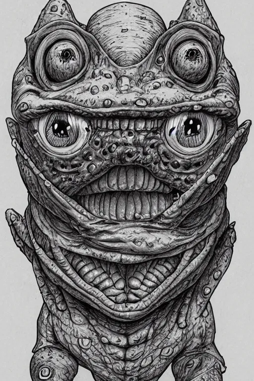 Image similar to toad goblin, symmetrical, highly detailed, digital art, sharp focus, trending on art station, kentaro miura manga art style