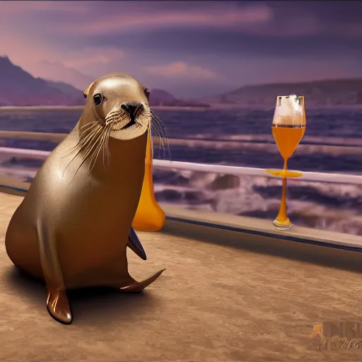 Image similar to sea lion bar mitzvah, digital art, unreal engine