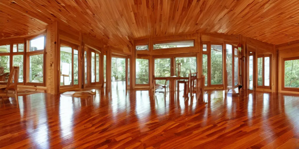 Prompt: photograph of fractals in hardwood floor home interior