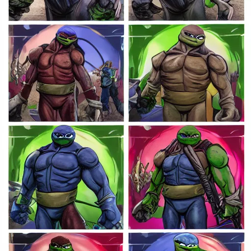 Prompt: new character sheets of new characters for the 2018 rise of the teenage mutant ninja turtles reboot on nickelodeon by the lead artist Andy suriano