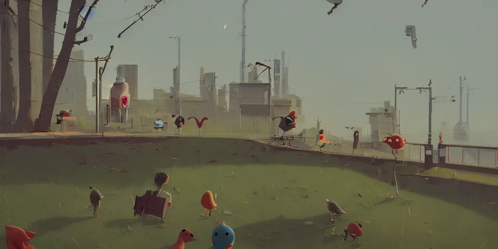 Prompt: Bird watching by Goro Fujita and Simon Stalenhag , 8k, trending on artstation, hyper detailed, cinematic