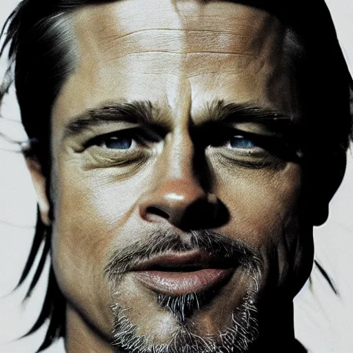 Prompt: photo, close up, brad pitt half tiger, android cameraphone, 2 6 mm,