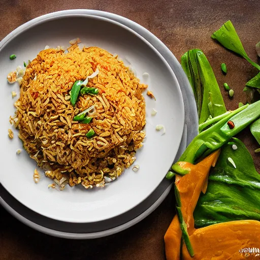 Image similar to nasi goreng mawut, realistic, sharp focus, 8 k high definition, insanely detailed, intricate, elegant, food photography