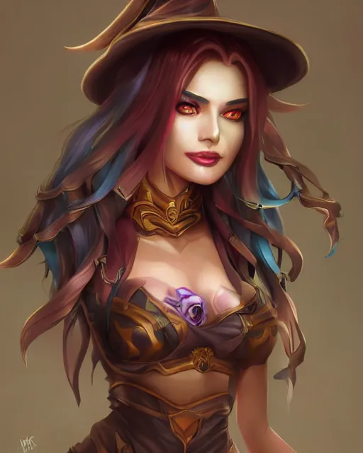 Image similar to Jinx League of Legends beautiful digital illustration portrait of a Witch who design by Ross Tran, artgerm detailed, soft lighting