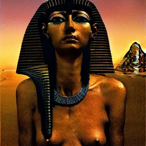 Prompt: egyptian princess by beksinski