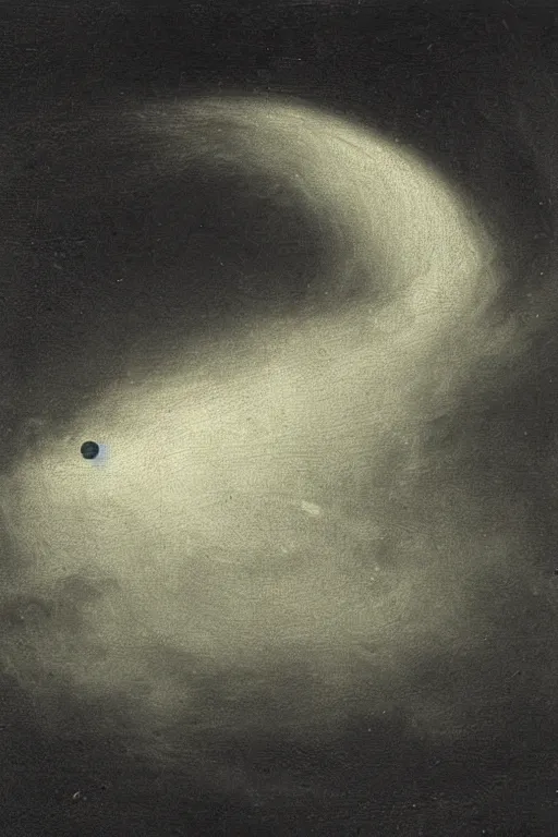 Prompt: a striking beautiful black stormy and cloudy sky with the halo of a black hole shining through, eclipse by michele marieschi, italian 1 7 1 0 - 1 7 4 3