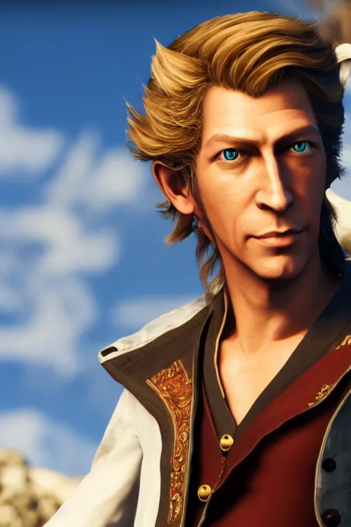 Image similar to screenshot of guybrush threepwood in final fantasy 15, high resolution, hd, 4k