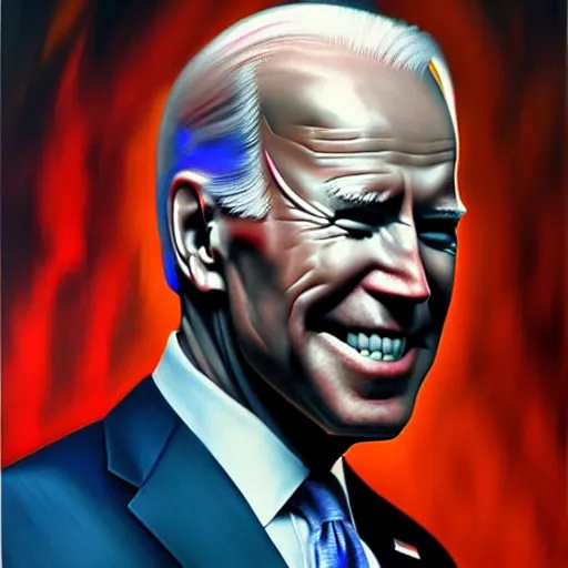 Image similar to cyborg joe biden, trending on artstation, detailed art, oil painting, science fiction