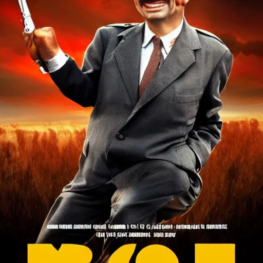 Image similar to mr bean as funny epic war hero, movie poster, 8 k hd,