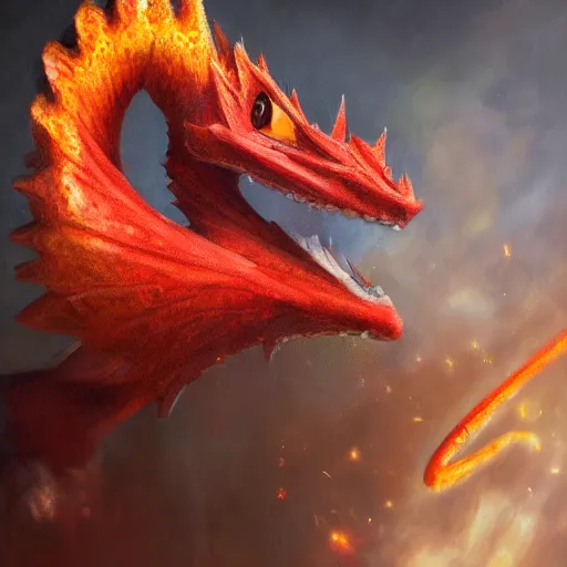 Image similar to highly realistic charmeleon, oil on canvas, intricate, portrait, 8 k highly professionally detailed, hdr, cgsociety