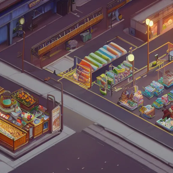 Prompt: isometric view of the busytown bakery, soft warm lighting, by greg rutkowski and studio ghibli, 8 k, photorealistic, unreal engine 5 tech demo, extreme detail, octane render