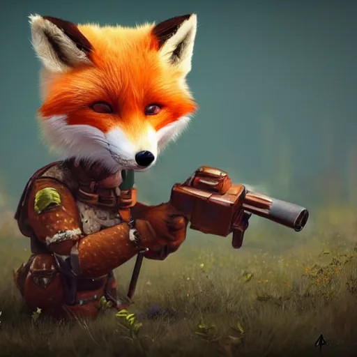 Image similar to a cute!!!! furry fox soldier, with cute friendly eyes, standing on a battlefield, color war photo, highly detailed, octane render, trending on artstation.