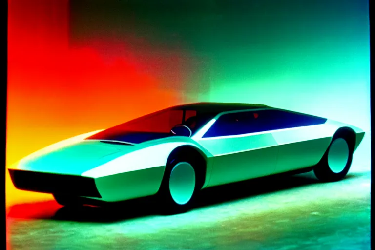 Prompt: designed by giorgetto giugiaro stylized poster ford taurus concept, thick neon lights, ektachrome photograph, volumetric lighting, f 8 aperture, cinematic eastman 5 3 8 4 film