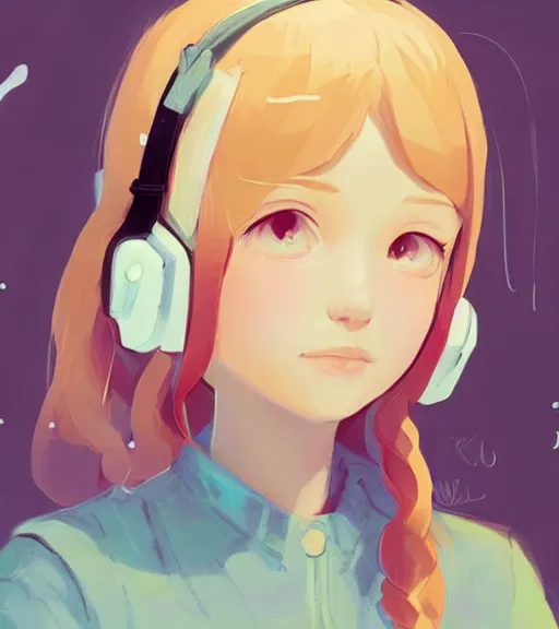 Prompt: beautiful little girl character inspired by 9 0's fashion and by madeline from celeste, art by rossdraws, wlop, ilya kuvshinov, artgem lau, sakimichan and makoto shinkai, concept art, headphones, anatomically correct, very coherent, realistic