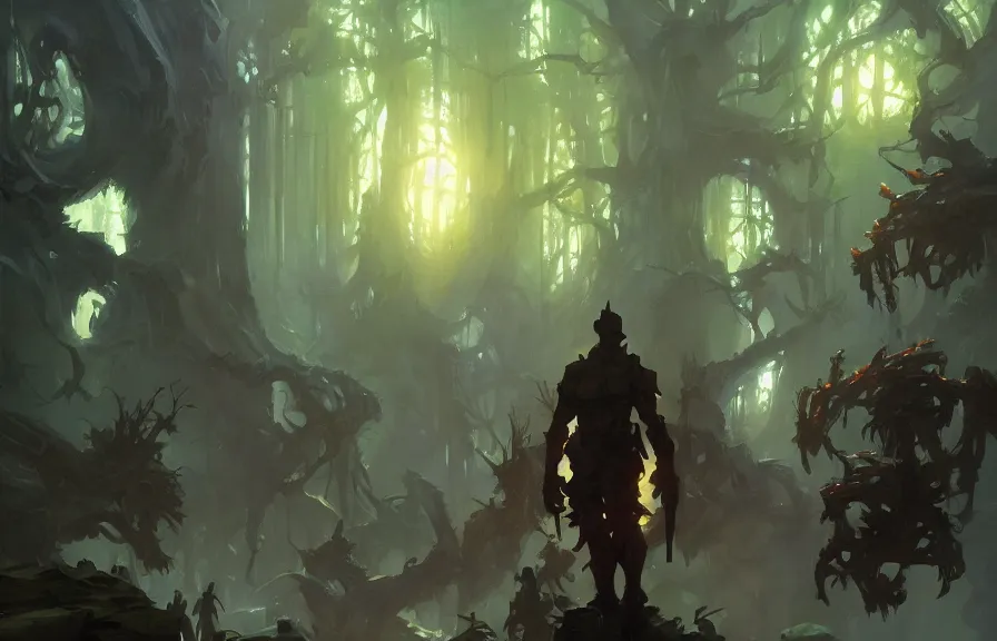 Image similar to greg manchess concept art of a the cyber elderwood dimension, key visual, ambient lighting, highly detailed, digital painting, artstation, concept art, sharp focus, by makoto shinkai and akihiko yoshida and hidari and wlop and greg rutkowski