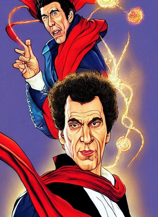 Image similar to Cosmo Kramer as Dr. Strange, Kramer's face