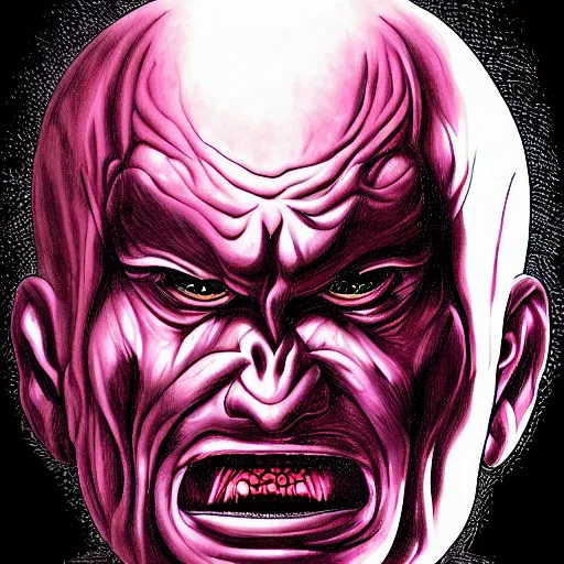 Image similar to a portrait of majin boo, in the style of wayne barlowe