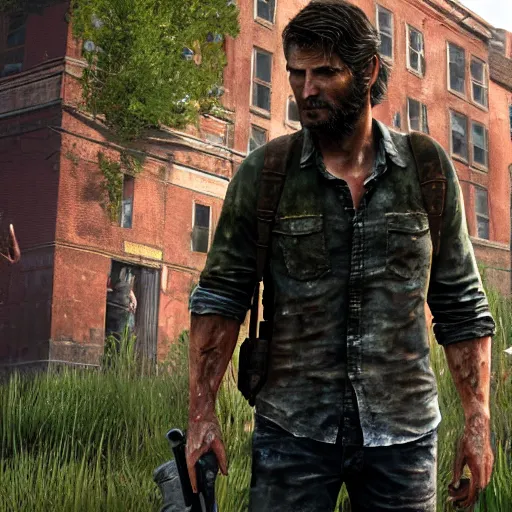 Image similar to high quality 8k screenshot of stable diffusion in The Last Of Us, 8k full body model, detailed rusty texture